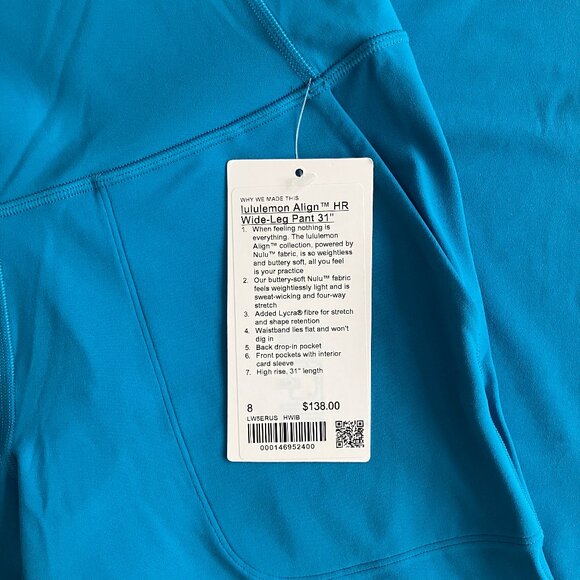 🆕 Lululemon Align High-Rise Wide-Leg Pant 31", Size 8, Brand New - Picture 5 of 6